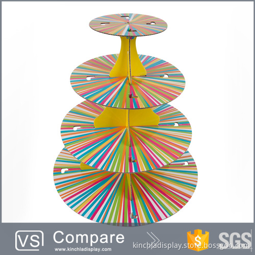 Temporary 4 Tiers Corrugated Cardboard Cupcake Stand